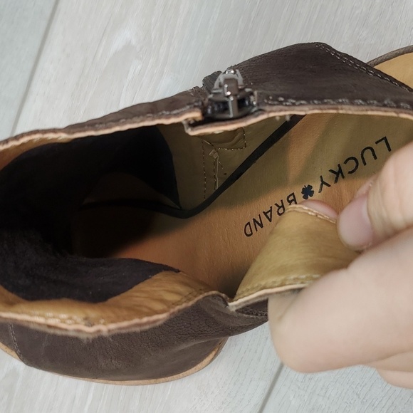 Lucky Brand Womens Jubai Peep Ankle Leather Heels Boots open toe shoes sz 10M - Picture 12 of 12